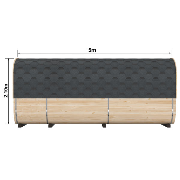 Fasssauna / Gartensauna / Banja / Quadro 5,0 m mit Vorraum und Balkon